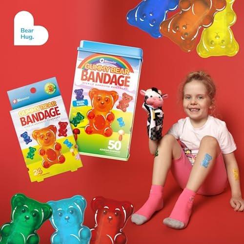 BioSwiss Gummibärchen-Pflaster, selbstklebend, latexfreie, sterile Wundversorgung, 24 Stück