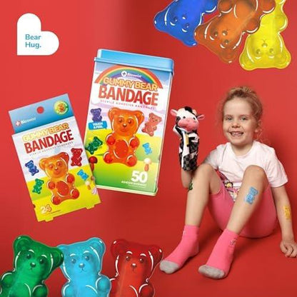 BioSwiss Gummibärchen-Pflaster, selbstklebend, latexfreie, sterile Wundversorgung, 24 Stück