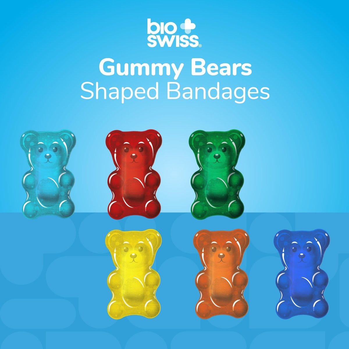 BioSwiss Gummibärchen-Pflaster, selbstklebend, latexfreie, sterile Wundversorgung, 24 Stück