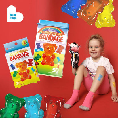 BioSwiss Gummibärchen-Pflaster, selbstklebend, latexfreie, sterile Wundversorgung, 24 Stück