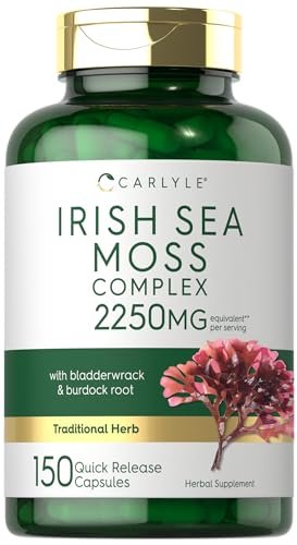 Carlyle Irisches Moos Kapseln | 150 Stück | Komplexformel mit Blasentang & Klettenwurzel | Non-GMO & Glutenfrei