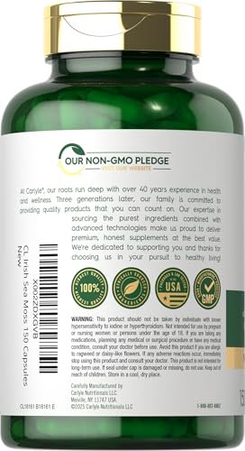 Carlyle Irisches Moos Kapseln | 150 Stück | Komplexformel mit Blasentang & Klettenwurzel | Non-GMO & Glutenfrei