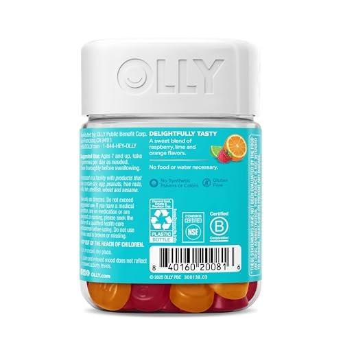 OLLY Kids Chillax Gummibärchen – Für eine ruhige und entspannte Stimmung* – mit Magnesium, L-Theanin, Melissen-Extrakt – Kaubonbon – Sherbet-Geschmack – 50 Stück (25 Tage Vorrat)