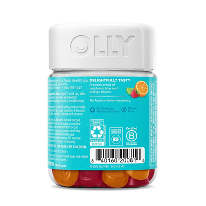 OLLY Kids Chillax Gummibärchen – Für eine ruhige und entspannte Stimmung* – mit Magnesium, L-Theanin, Melissen-Extrakt – Kaubonbon – Sherbet-Geschmack – 50 Stück (25 Tage Vorrat)