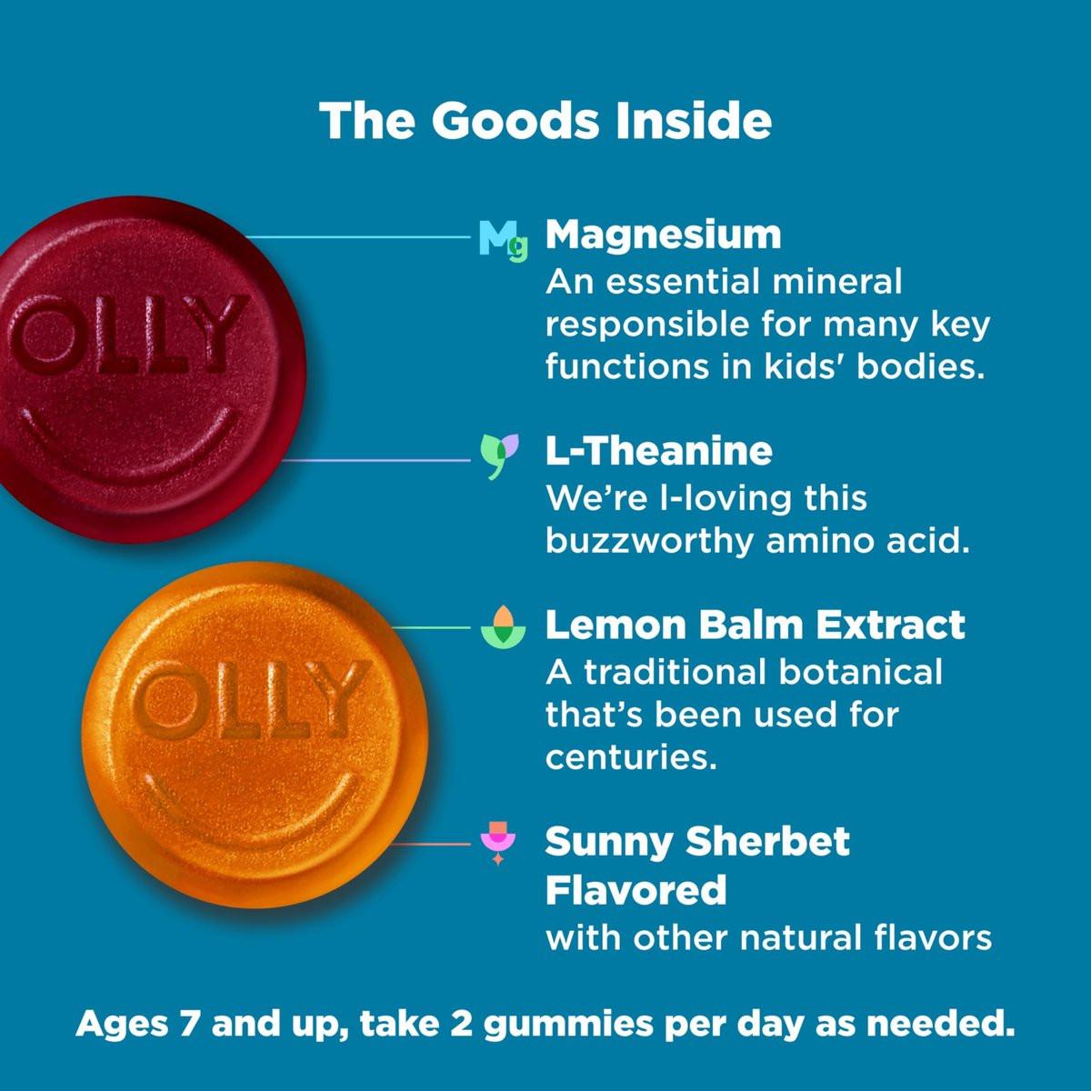 OLLY Kids Chillax Gummibärchen – Für eine ruhige und entspannte Stimmung* – mit Magnesium, L-Theanin, Melissen-Extrakt – Kaubonbon – Sherbet-Geschmack – 50 Stück (25 Tage Vorrat)