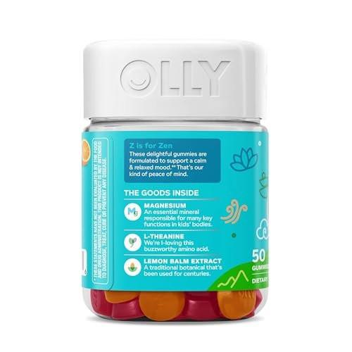 OLLY Kids Chillax Gummibärchen – Für eine ruhige und entspannte Stimmung* – mit Magnesium, L-Theanin, Melissen-Extrakt – Kaubonbon – Sherbet-Geschmack – 50 Stück (25 Tage Vorrat)