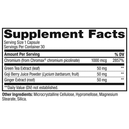 OLLY Combat Cravings – Stoffwechsel- & Energieunterstützung mit Chrom, Grüntee, Goji-Beere und Ingwer (30 Kapseln)