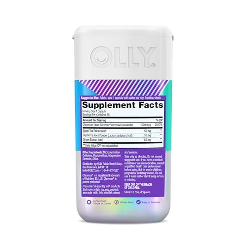 OLLY Combat Cravings – Stoffwechsel- & Energieunterstützung mit Chrom, Grüntee, Goji-Beere und Ingwer (30 Kapseln)