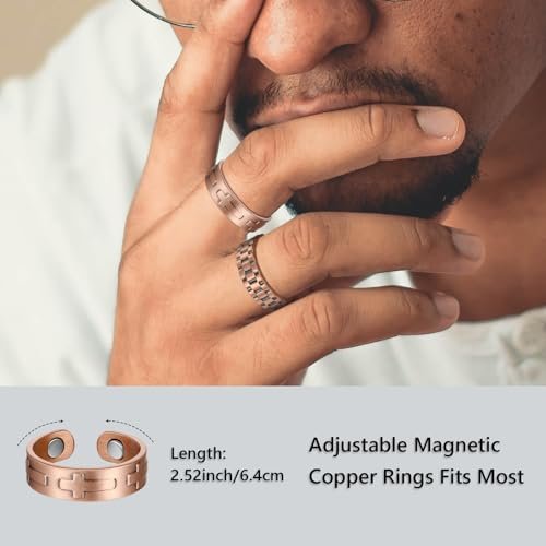 BioMag Magnetringe aus reinem Kupfer – Verstellbare Fingerringe für Männer und Frauen, 4er-Set
