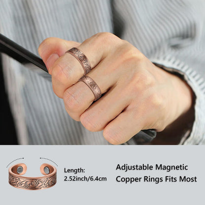 BioMag Magnetringe aus reinem Kupfer – Verstellbare Fingerringe für Männer und Frauen, 4er-Set