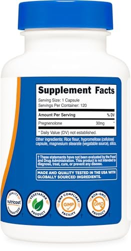 Nutricost Pregnenolon 30mg, 120 Kapseln – Non-GMO, glutenfrei, vegetarische Kapseln