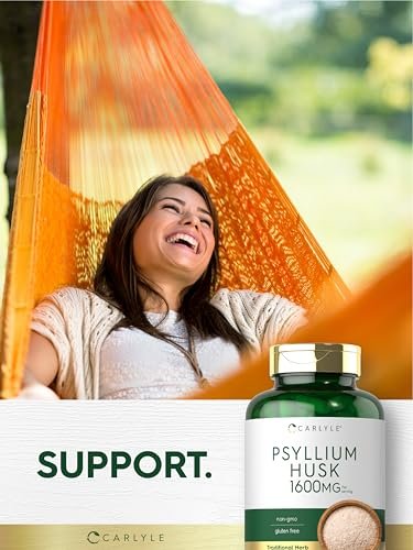 Carlyle Flohsamenschalen Kapseln 1600mg | 200 Stück | Hochdosierter Ballaststoffkomplex | Non-GMO, Glutenfrei