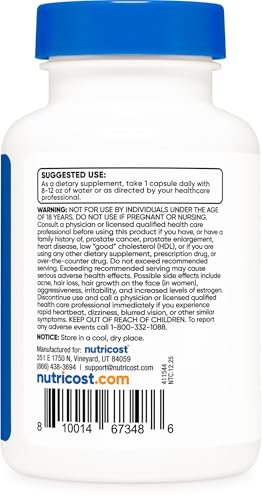 Nutricost Pregnenolon 50mg, 120 Kapseln - Non-GMO, Glutenfrei, Vegetarische Kapseln
