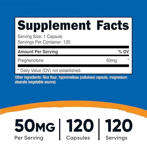 Nutricost Pregnenolon 50mg, 120 Kapseln - Non-GMO, Glutenfrei, Vegetarische Kapseln