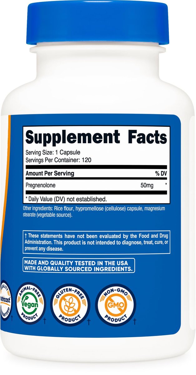 Nutricost Pregnenolon 50mg, 120 Kapseln - Non-GMO, Glutenfrei, Vegetarische Kapseln