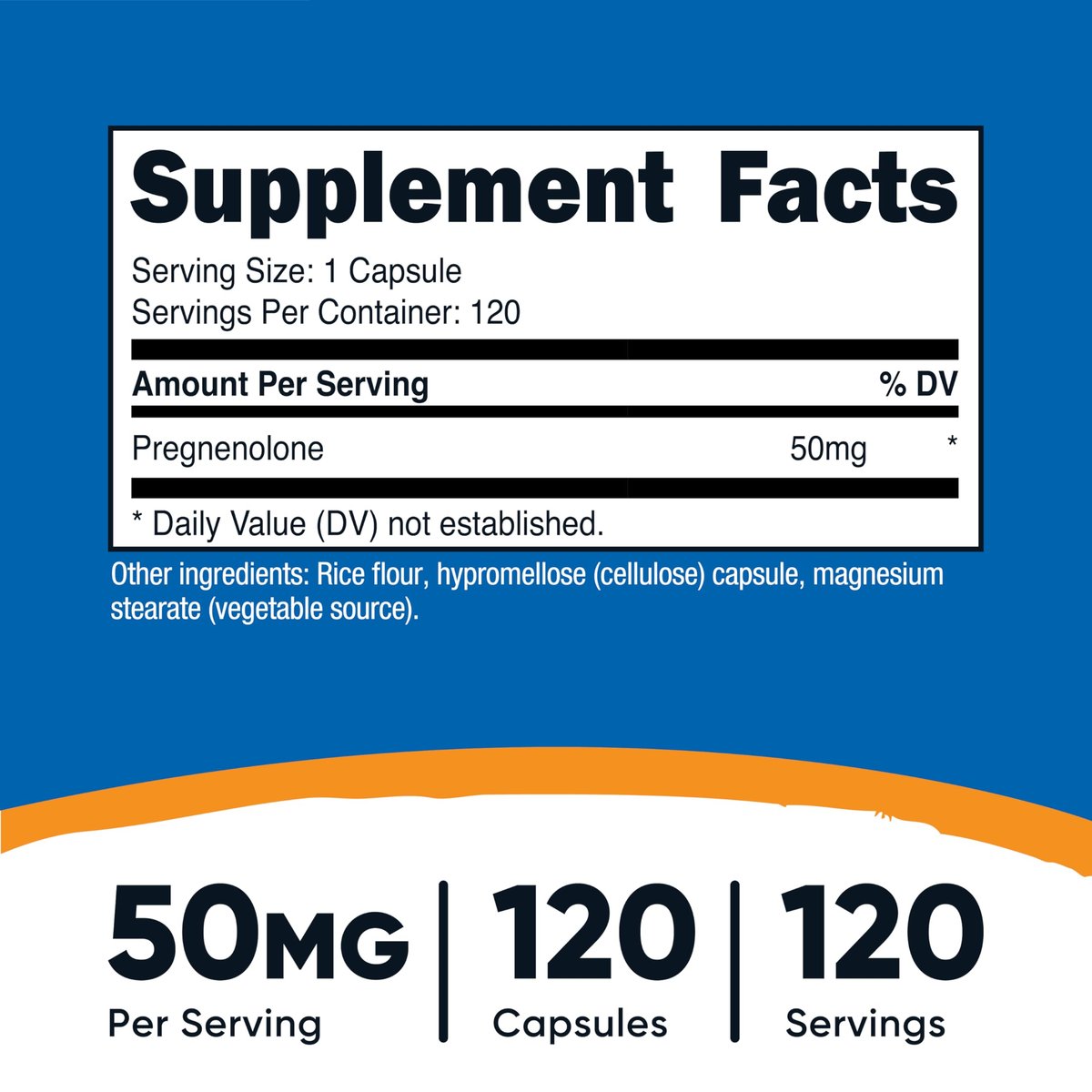 Nutricost Pregnenolon 50mg, 120 Kapseln - Non-GMO, Glutenfrei, Vegetarische Kapseln