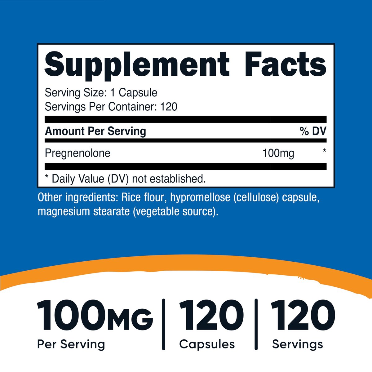 Nutricost Pregnenolon 100 mg, 120 Kapseln – Non-GMO, glutenfrei, vegetarische Kapseln