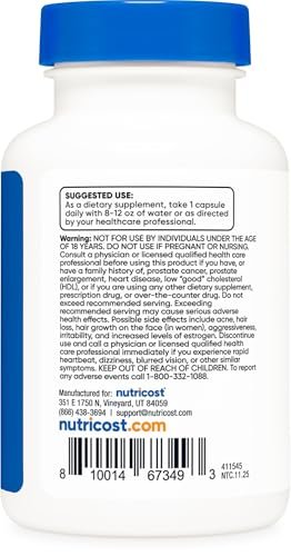Nutricost Pregnenolon 100 mg, 120 Kapseln – Non-GMO, glutenfrei, vegetarische Kapseln
