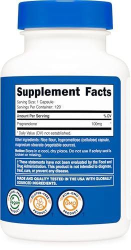 Nutricost Pregnenolon 100 mg, 120 Kapseln – Non-GMO, glutenfrei, vegetarische Kapseln