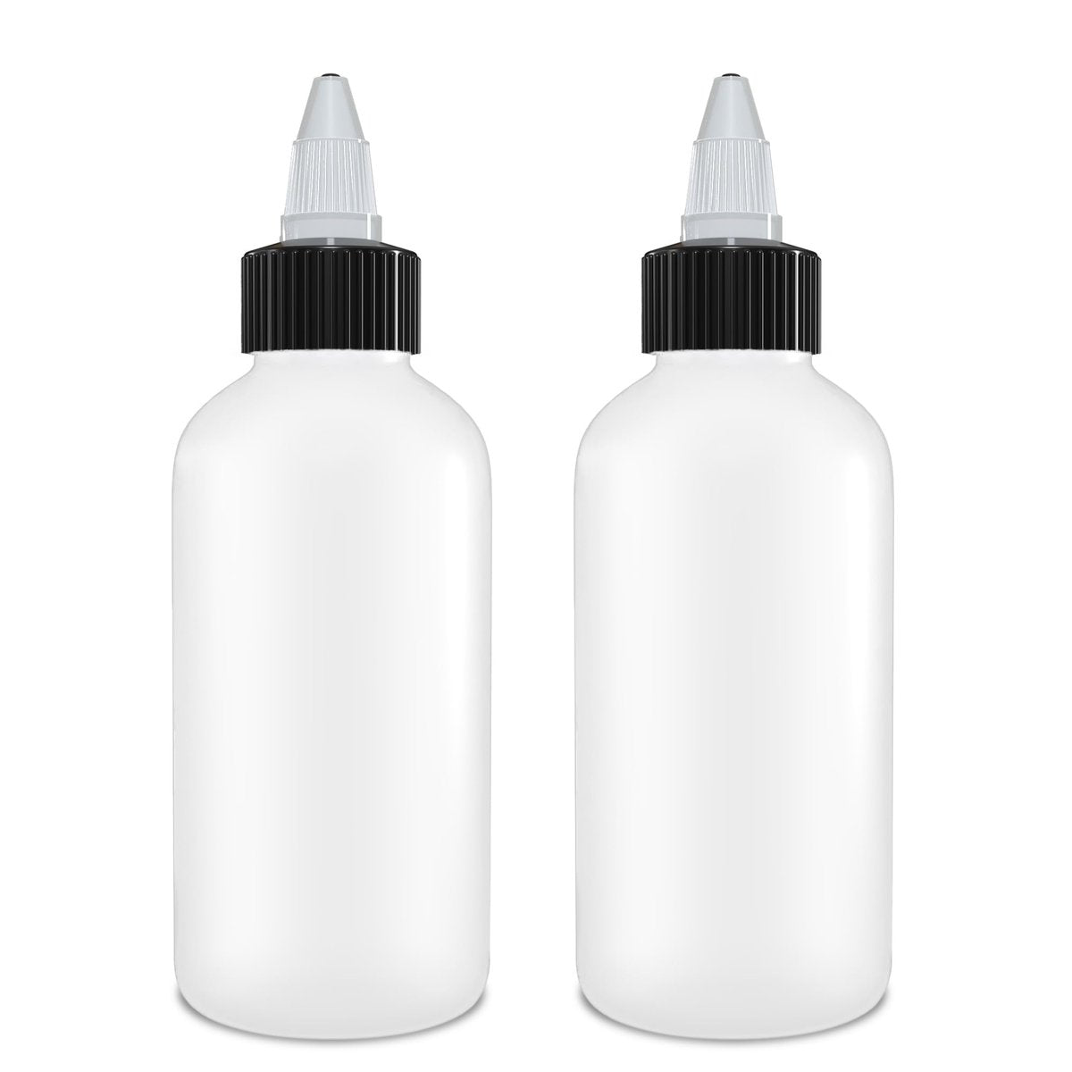 BRIGHTFROM Twist Top Applicator Flaschen, Squeeze 4 OZ Leere Plastikflaschen, Nachfüllbar, Schwarze Öffnen/Schließen Düse - Mehrzweck (2er-Pack)