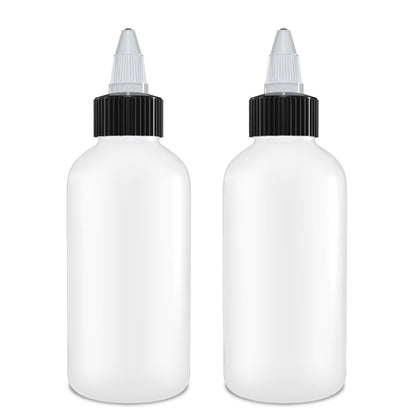 BRIGHTFROM Twist Top Applicator Flaschen, Squeeze 4 OZ Leere Plastikflaschen, Nachfüllbar, Schwarze Öffnen/Schließen Düse - Mehrzweck (2er-Pack)