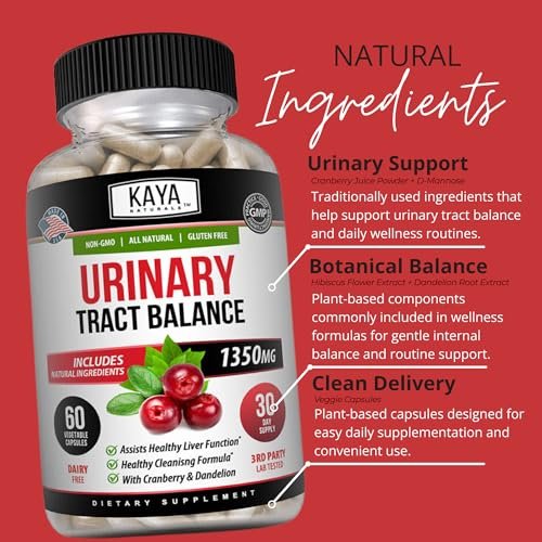 Kaya Naturals D-Mannose – Harnwegs-Cleanse & Blasengesundheit mit Cranberry, Hibiskus & Löwenzahnwurzel – 60 vegane Kapseln