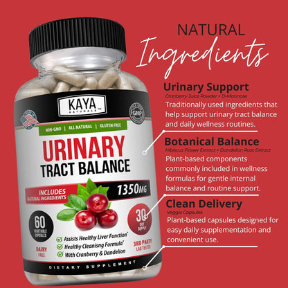 Kaya Naturals D-Mannose – Harnwegs-Cleanse & Blasengesundheit mit Cranberry, Hibiskus & Löwenzahnwurzel – 60 vegane Kapseln