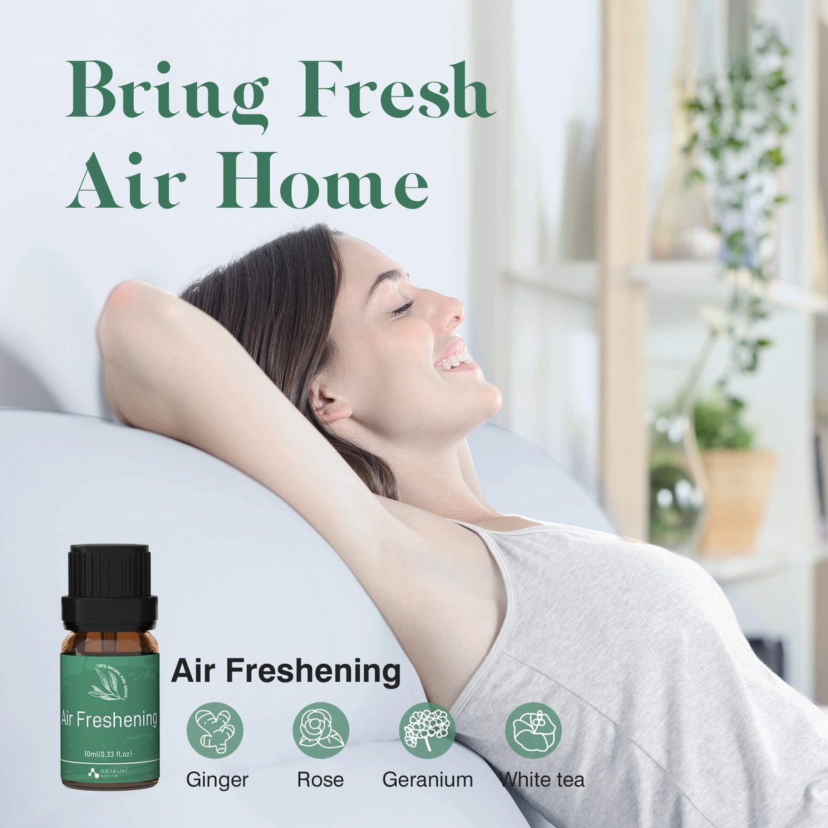 ASAKUKI Ätherische Öle Set für Diffuser – Wohlfühl-Kit mit 6x10ml – Geschenk für Mama – Beruhigung, süße Träume, Glück, Entspannung, Raumduft, Immunität – für Aromatherapie und Luftbefeuchter