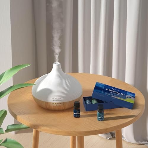 ASAKUKI Ätherische Öle Set für Diffuser – Wohlfühl-Kit mit 6x10ml – Geschenk für Mama – Beruhigung, süße Träume, Glück, Entspannung, Raumduft, Immunität – für Aromatherapie und Luftbefeuchter