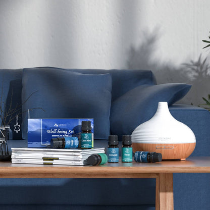 ASAKUKI Ätherische Öle Set für Diffuser – Wohlfühl-Kit mit 6x10ml – Geschenk für Mama – Beruhigung, süße Träume, Glück, Entspannung, Raumduft, Immunität – für Aromatherapie und Luftbefeuchter