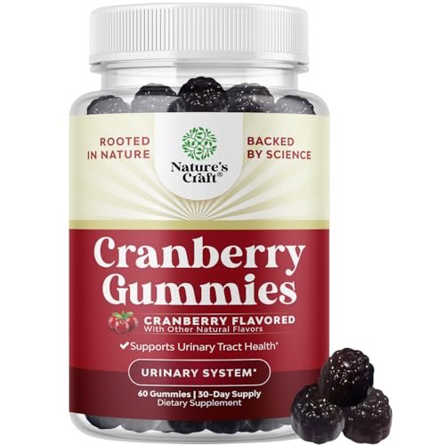 Natürliche Cranberry Gummis für Frauen und Männer – Extra starke, leckere Antioxidantien für die Gesundheit der Harnwege – Nieren- & Blasenunterstützung mit Immunstärkung – Vegan & Glutenfrei – 60 Stück