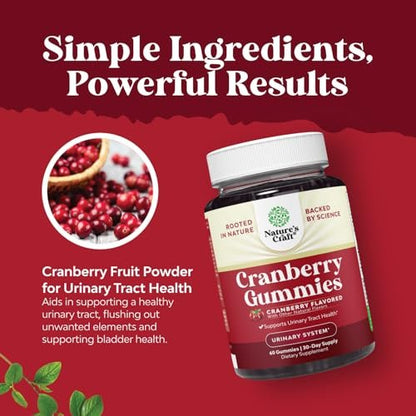 Natürliche Cranberry Gummis für Frauen und Männer – Extra starke, leckere Antioxidantien für die Gesundheit der Harnwege – Nieren- & Blasenunterstützung mit Immunstärkung – Vegan & Glutenfrei – 60 Stück