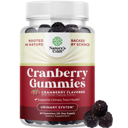 Natürliche Cranberry Gummis für Frauen und Männer – Extra starke, leckere Antioxidantien für die Gesundheit der Harnwege – Nieren- & Blasenunterstützung mit Immunstärkung – Vegan & Glutenfrei – 60 Stück