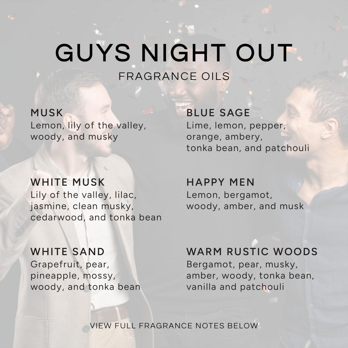 Eternal Essence Oils Guy's Night Out Set mit 6 Premium Duftölen – Happy Men, Blue Sage, White Sand, Warm Rustic Woods, Musk und White Musk – 10 ml