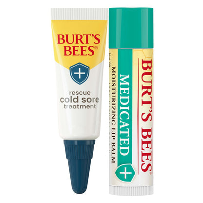 Burt's Bees Lippenherpes-Behandlung und medizinischer Lippenbalsam mit Menthol und Eukalyptusöl, natürliche Hautpflege, 2 Stifte, 0,07 oz./0,15 oz.