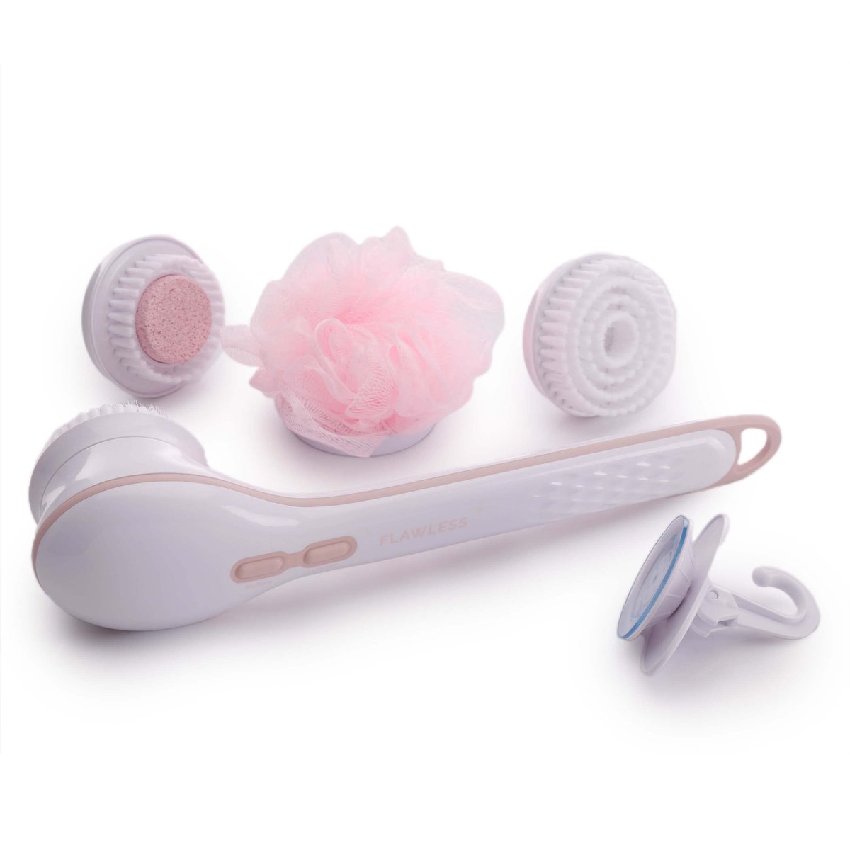 Finishing Touch Flawless Cleanse Spa – Elektrische Körperbürste mit 3 Aufsätzen für ein Verwöhnprogramm zu Hause