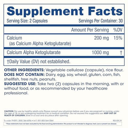 ProHealth Ca AKG Supplement (Alpha-Ketoglutarat) – 1.000 mg pro Portion, 60 Kapseln – Unterstützt den Stoffwechsel und gesunde Alterungsprozesse