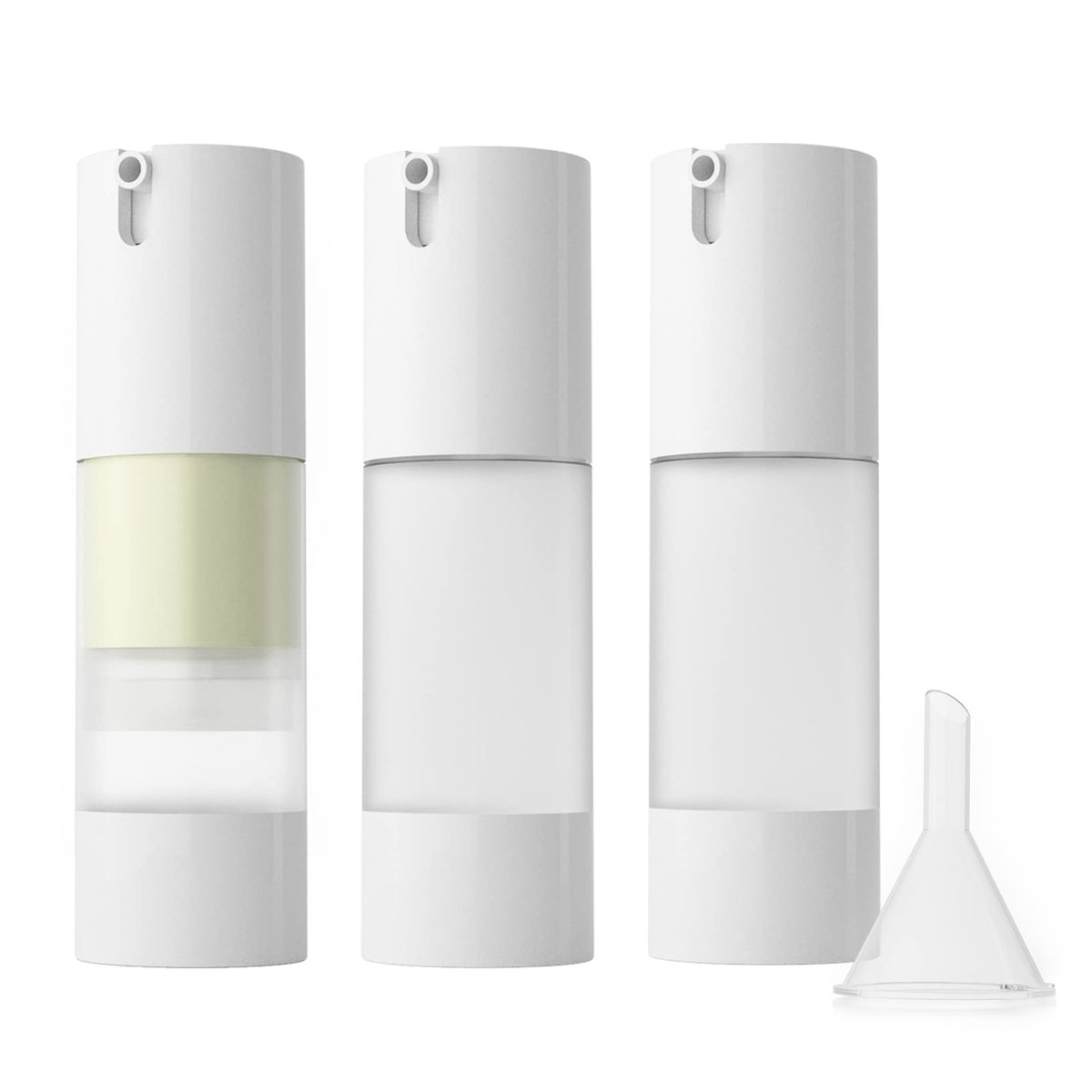 LONGWAY 3er-Pack Nachfüllbare Luftlose Pumpflasche, Reise-Foundation-Behälter, Luftlose Kosmetikpumpflasche für Handdesinfektionsmittel, Toner, Gel, Haaröl, Lotion und Gesichtscreme (30 ml, Mattiert)