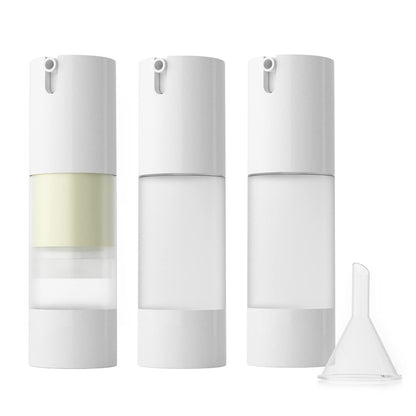 LONGWAY 3er-Pack Nachfüllbare Luftlose Pumpflasche, Reise-Foundation-Behälter, Luftlose Kosmetikpumpflasche für Handdesinfektionsmittel, Toner, Gel, Haaröl, Lotion und Gesichtscreme (30 ml, Mattiert)