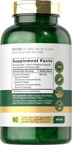 Carlyle Cayenne Pfeffer Kapseln | 350 Kapseln | Non-GMO, Glutenfrei