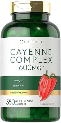Carlyle Cayenne Pfeffer Kapseln | 350 Kapseln | Non-GMO, Glutenfrei