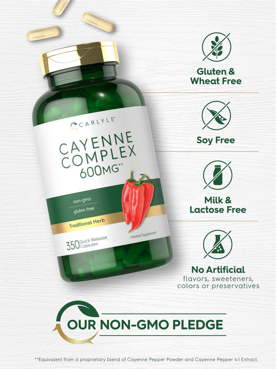 Carlyle Cayenne Pfeffer Kapseln | 350 Kapseln | Non-GMO, Glutenfrei