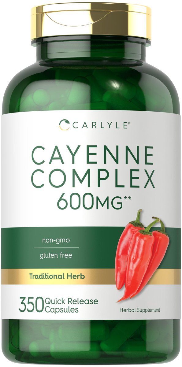 Carlyle Cayenne Pfeffer Kapseln | 350 Kapseln | Non-GMO, Glutenfrei