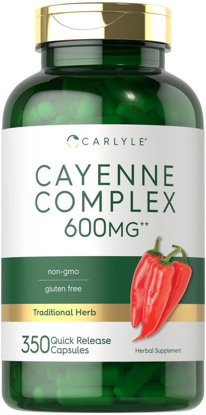 Carlyle Cayenne Pfeffer Kapseln | 350 Kapseln | Non-GMO, Glutenfrei