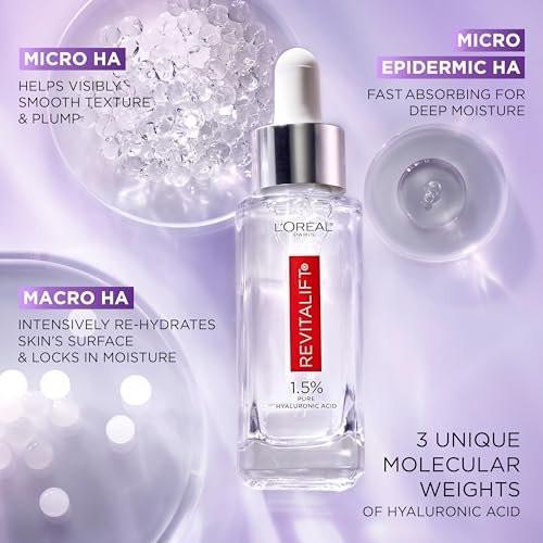L'Oreal Paris Revitalift 1,5% Reine Hyaluronsäure Gesichtsserum + 0,3% Reines Retinol Nacht Serum, Set (2 x 30 ml)
