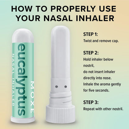 MOXĒ Eukalyptus-Öl Naseninhalator, Sinus- & Stauungslinderung, tägliche Entspannung, Stressabbau, therapeutische Aromatherapie ohne Schmutz, rein und natürlich, hergestellt in den USA (1 Packung)