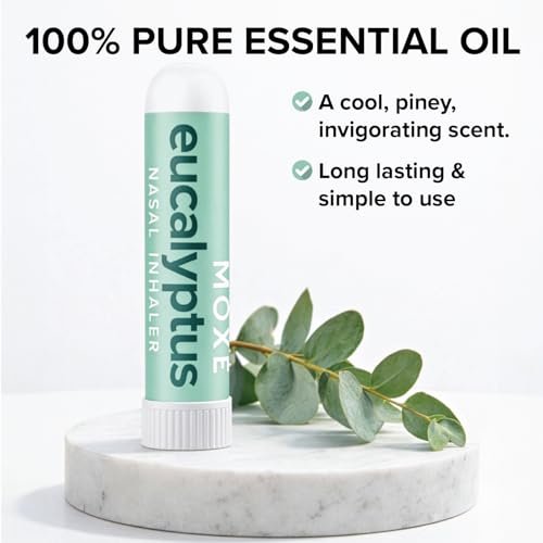 MOXĒ Eukalyptus-Öl Naseninhalator, Sinus- & Stauungslinderung, tägliche Entspannung, Stressabbau, therapeutische Aromatherapie ohne Schmutz, rein und natürlich, hergestellt in den USA (1 Packung)