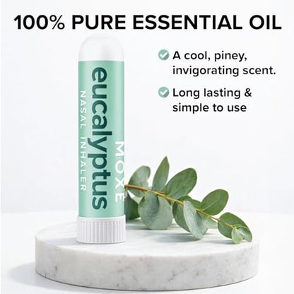 MOXĒ Eukalyptus-Öl Naseninhalator, Sinus- & Stauungslinderung, tägliche Entspannung, Stressabbau, therapeutische Aromatherapie ohne Schmutz, rein und natürlich, hergestellt in den USA (1 Packung)