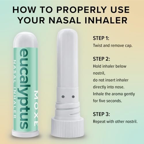 MOXĒ Eukalyptus-Öl Naseninhalator, Sinus- & Stauungslinderung, tägliche Entspannung, Stressabbau, therapeutische Aromatherapie ohne Schmutz, rein und natürlich, hergestellt in den USA (1 Packung)
