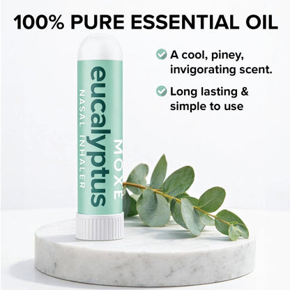 MOXĒ Eukalyptus-Öl Naseninhalator, Sinus- & Stauungslinderung, tägliche Entspannung, Stressabbau, therapeutische Aromatherapie ohne Schmutz, rein und natürlich, hergestellt in den USA (1 Packung)